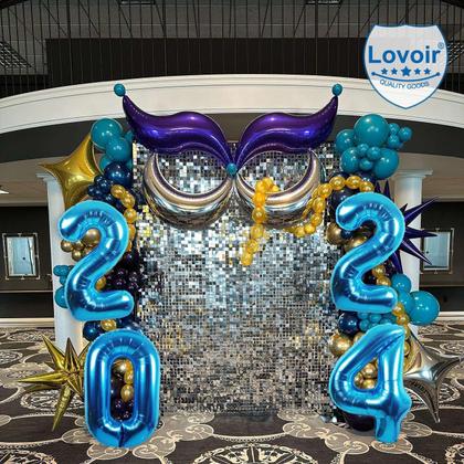 Imagem de Balão Lovoir 40cm Lake Blue Número 2024 Foil Helium