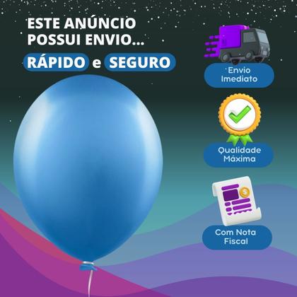 Imagem de Balão Metalizado 9'' Azul Happy Day - 25 Unidades