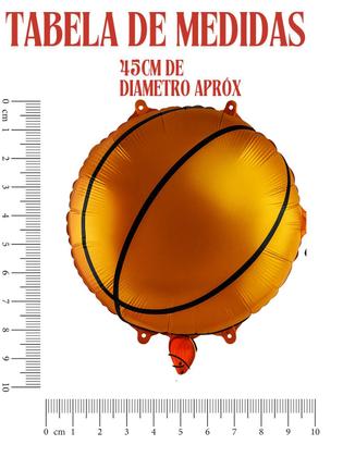 Imagem de Balão Metalizado Bola de Basquete 45cm Festa Decoração