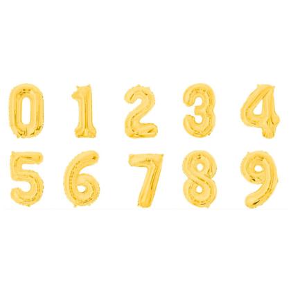 Imagem de Balão metalizado numérico Dourado 16" 40cm decoração festa