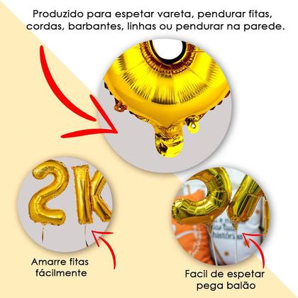 Imagem de Balão Metalizado Número 2 1m Amarelo Dourado P/ Aniversario