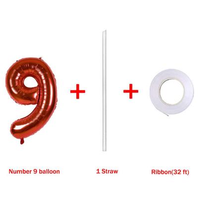 Imagem de Balão MoMo Jumbo Red Number 9 40cm Foil Helium Birthday