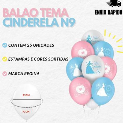 Imagem de Balao N9 Tema Cinderela Decoraçao Evento Festa Bexiga