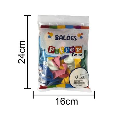 Imagem de Balão Redondo 8 Polegadas Liso Sortido 20 unid.
