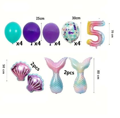 Imagem de Balão Sereia Kit Aniversário Com Número 21 Peças