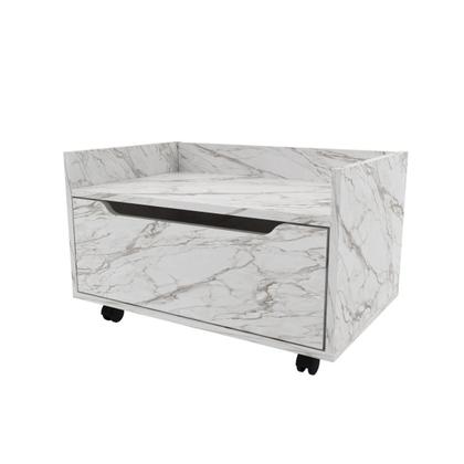 Imagem de Balcão 1 Gaveta com Rodízios para Banheiro 60x37cm Mármore Branco Tecno Mobili