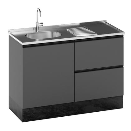 Imagem de Balcão 1 Porta 3 Gavetas 120cm Flex sem Tampo para Pia deslocada Etna