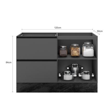 Imagem de Balcão 1 Porta 3 Gavetas 120cm Flex sem Tampo para Pia deslocada Etna