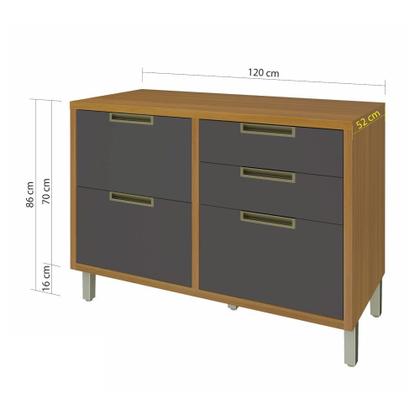 Imagem de Balcão 1 Porta 4 Gavetas 120cm MDF Imperatriz Nesher