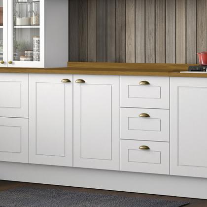 Imagem de Balcão 120cm com Tampo 2 Portas 3 Gavetas Americana Henn - Branco HP Fosco/Nature