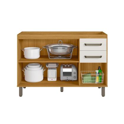 Imagem de Balcão 120cm sem Tampo para Pia 3 Portas 2 Gavetas Criare