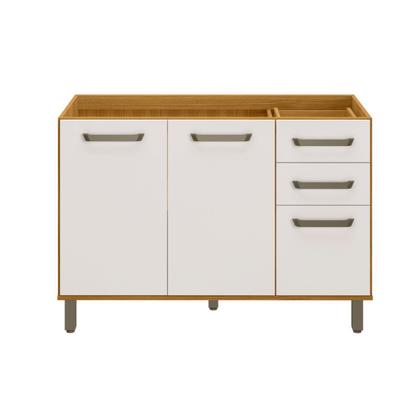 Imagem de Balcão 120cm sem Tampo para Pia 3 Portas 2 Gavetas Criare