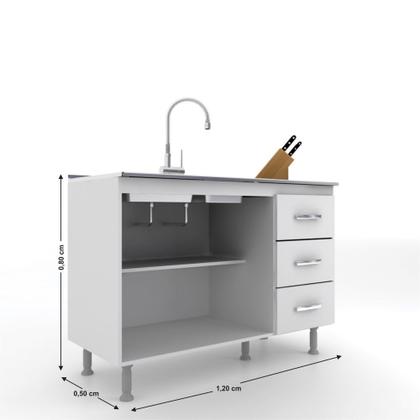 Imagem de Balcão 2 Portas 3 Gavetas sem Pia CZ601 Evidência Móveis