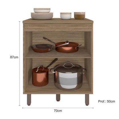 Imagem de Balcão 2 Portas 70cm (Com Tampo) Barcelona Carvalho Oak Off White - SSX Multicoisas