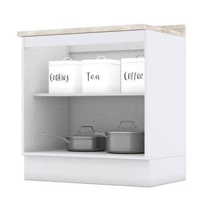 Imagem de Balcão 2 Portas 80 Cm Americana Branco Com Tampo Calcare - Henn