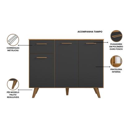 Imagem de Balcão 3 Portas 1 Gaveta (Com Tampo) 105cm Olinda - SSX Multicoisas