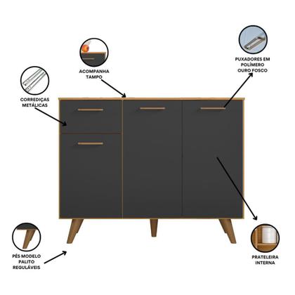 Imagem de Balcão 3 Portas 1 Gaveta Com Tampo Olinda