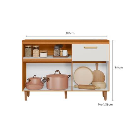Imagem de Balcão 3 Portas 1 Gavetas (Com Tampo) Sicilia Freijo Uv Off Acetinado - SSX Multicoisas