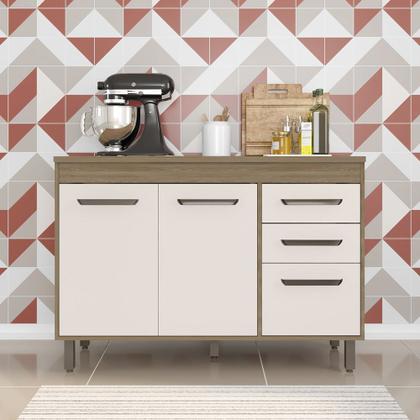 Imagem de Balcão 3 Portas 2 Gavetas (Com Tampo) Barcelona Carvalho Oak Off White - SSX Multicoisas