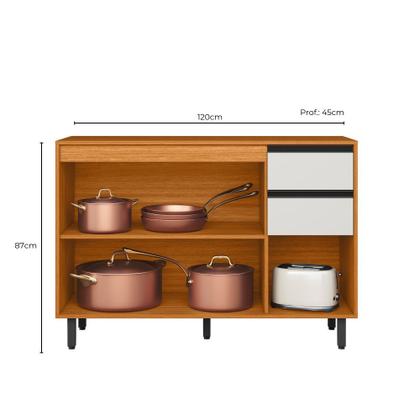 Imagem de Balcão 3 Portas 2 Gavetas com Tampo Ravena Poliman