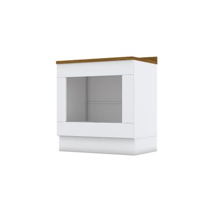 Imagem de Balcão 80cm para Forno de Embutir e Cooktop com Tampo Americana Henn - Branco HP Fosco/Nature