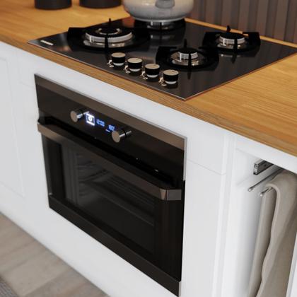 Imagem de Balcão 80cm para Forno de Embutir e Cooktop com Tampo Americana Henn - Branco HP Fosco/Nature