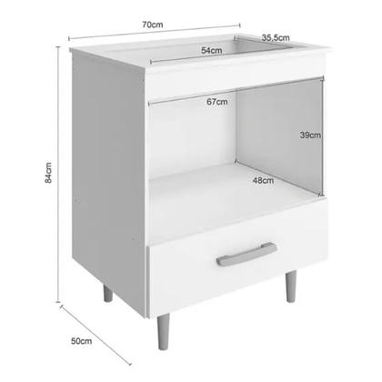 Imagem de Balcão Alecrim 70cm para Cooktop 4 Bocas e Forno 1 Gaveta Poliman Cor Branco