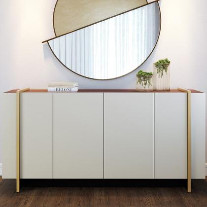 Imagem de Balcão Aparador Buffet 4 Portas 160cm Copacabana Nogueira/Off/Dourado - Colibri