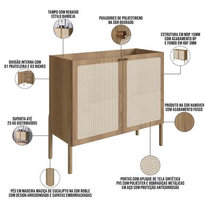 Imagem de Balcão Aparador Cantinho do Café Pés Madeira Moss A03 Hanover Roble - Lyam Decor
