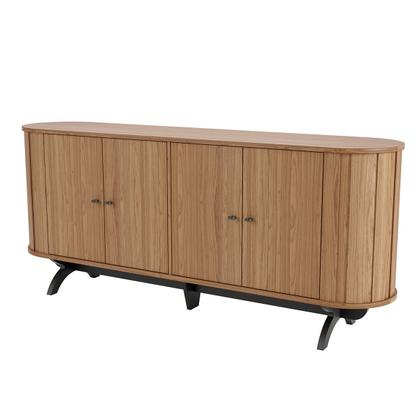Imagem de Balcão Aparador Curvo com 4 Portas 180x40cm MDF Freijó