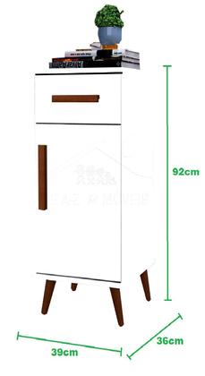 Imagem de Balcão / aparador romn. 1 porta + 1 gaveta pés retrô para bebedouro / recepção / cozinha cor branco brilho