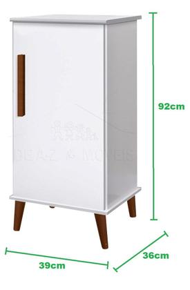 Imagem de Balcão / aparador tok. 1 porta pés retrô para bebedouro / recepção / cozinha cor branco brilho