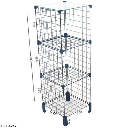 Imagem de Balcão Aramado com Tampo de Vidro - 1,00 X 0,30 X 0,40