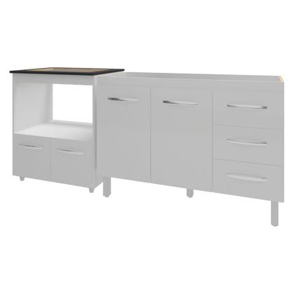 Imagem de Balcão Armário Cozinha Gabinete de Pia 120 cm Bruna e Balcão para Fogão Cooktop 4 Bocas e Forno Evelyn Branco