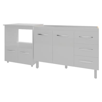 Imagem de Balcão Armário Cozinha Gabinete de Pia 120 cm Bruna e Balcão para Microondas e Forno Elétrico Amanda Branco