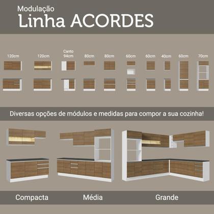 Imagem de Balcão Armário de Cozinha 100% MDF 60 cm 3 Gavetas Branco/Rustic Acordes Madesa