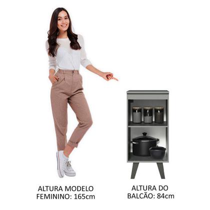 Imagem de Balcão Armário de Cozinha 40 cm 1 Porta Com Pés Cinza Nice Madesa