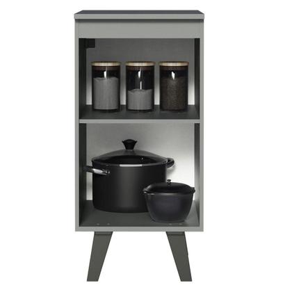 Imagem de Balcão Armário de Cozinha 40 cm 1 Porta Com Pés Cinza Nice Madesa