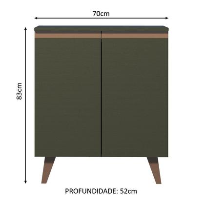 Imagem de Balcão Armário de Cozinha 70 cm 2 Portas Preto Reims Madesa