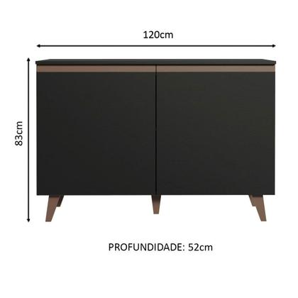 Imagem de Balcão Armário de Cozinha de Pia 2 Portas Preto Reims Madesa