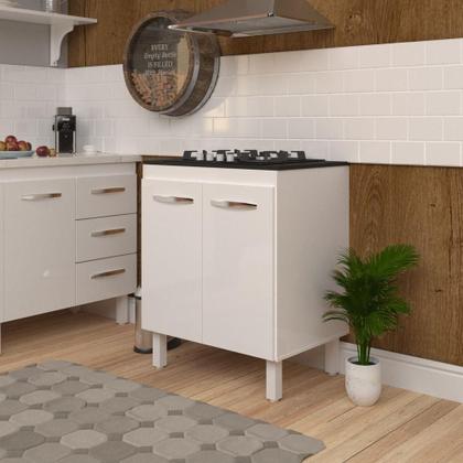 Imagem de Balcão Armário De Cozinha Fran Para Fogão Cooktop 4 Bocas Mobília Decor Branco