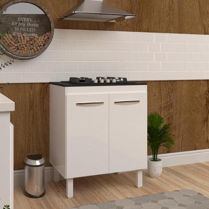 Imagem de Balcão Armário de Cozinha Fran Para Fogão Cooktop 4 Bocas Mobília Decor Branco