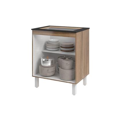 Imagem de Balcão Armário De Cozinha Fran Para Fogão Cooktop 4 Bocas Mobília Decor Savana Preto