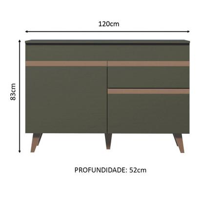 Imagem de Balcão Armário de Cozinha Gabinete de Pia 2 Portas e 1 Gaveta Preto Reims Madesa