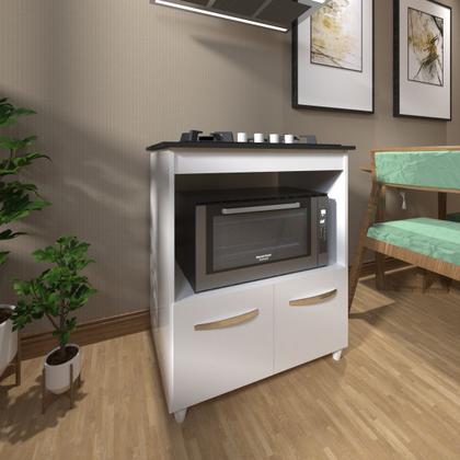 Imagem de Balcão Armário de Cozinha para Fogão Cooktop 4 Bocas e Forno Elétrico Evelyn Mobília Decor Branco