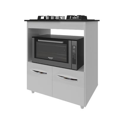 Imagem de Balcão Armário de Cozinha para Fogão Cooktop 4 Bocas e Forno Elétrico Evelyn Mobília Decor Branco