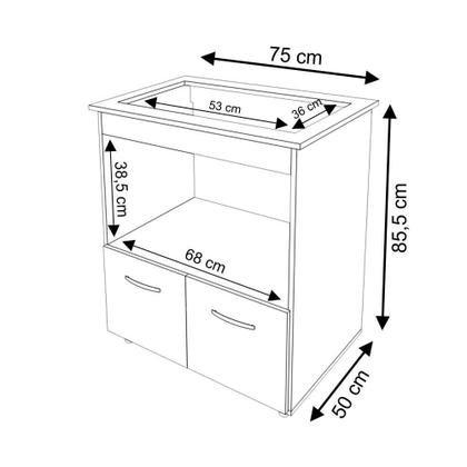 Imagem de Balcão Armário De Cozinha Para Fogão Cooktop 4 Bocas E Forno Elétrico Evelyn Mobília Decor Savana Off White