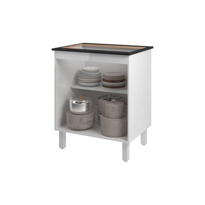 Imagem de Balcão Armário De Cozinha Para Fogão Cooktop 5 Bocas Fran Mobília Decor Branco