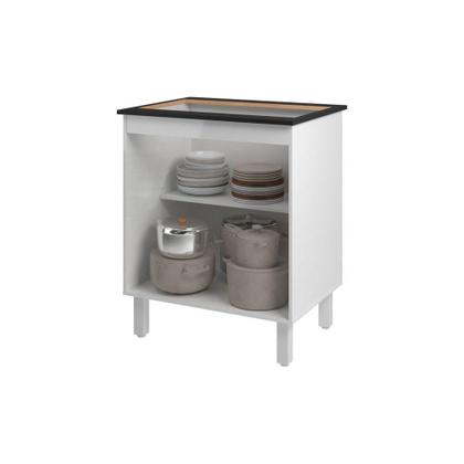 Imagem de Balcão Armário De Cozinha Para Fogão Cooktop 5 Bocas Fran Mobília Decor Branco