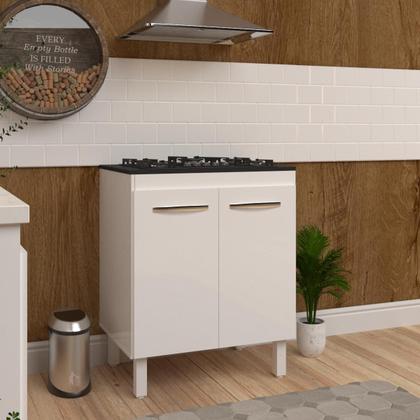 Imagem de Balcão Armário de Cozinha Para Fogão Cooktop 5 Bocas Fran Mobília Decor Branco